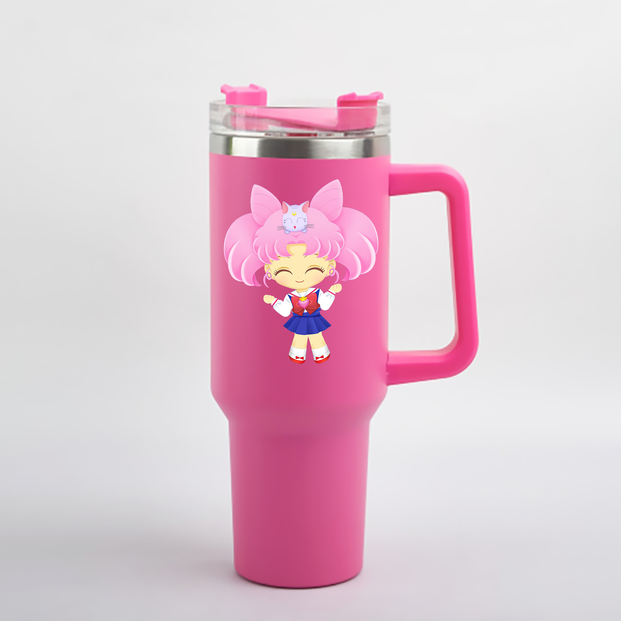 （画像用） 美少女戦士セーラームーン ちびうさ Sailor Moon Chibiusa Tsukino Usagi Small Lady Serenity 1200mL車用タンブラー - クリスタルステッカー（プラスチックストロー付き）